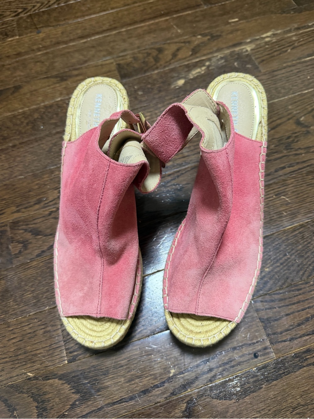 Kenneth Cole Coral Suede Espadrille Wedge Slides